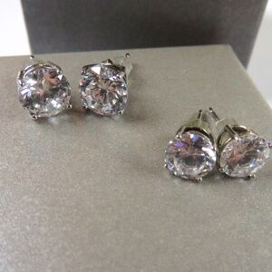 NWOT- Set of 2 pairs fashion earrings, round CZ sterling silver studs